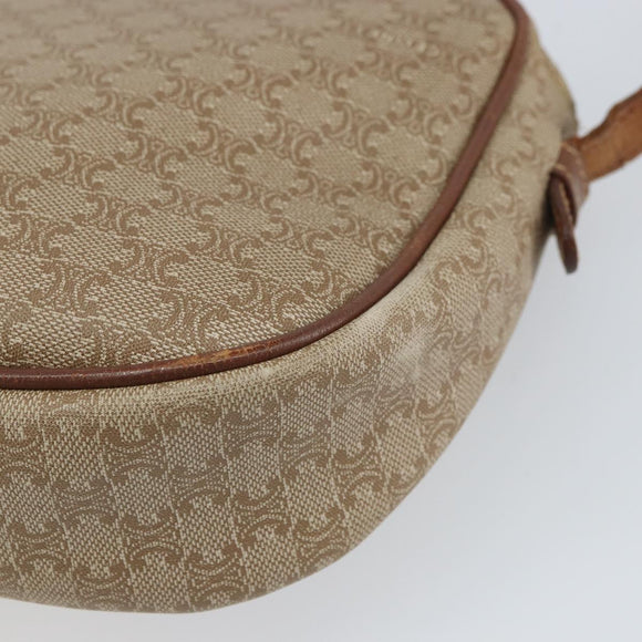 CELINE Macadam Canvas Shoulder Bag PVC Beige Gold Auth bs32181