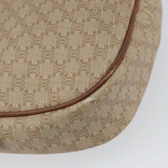 CELINE Macadam Canvas Shoulder Bag PVC Beige Gold Auth bs32181