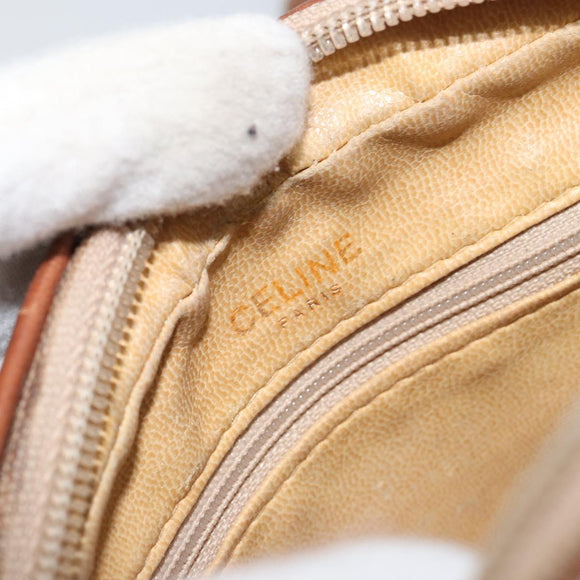 CELINE Macadam Canvas Shoulder Bag PVC Beige Gold Auth bs32181
