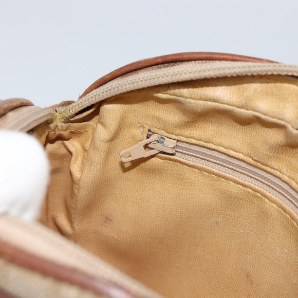 CELINE Macadam Canvas Shoulder Bag PVC Beige Gold Auth bs32181