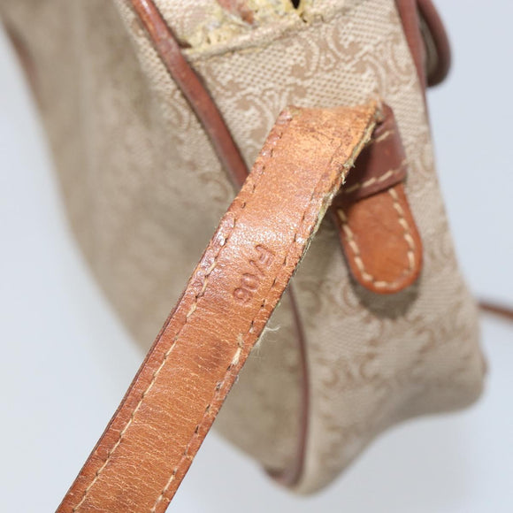 CELINE Macadam Canvas Shoulder Bag PVC Beige Gold Auth bs32181