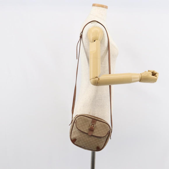 CELINE Macadam Canvas Shoulder Bag PVC Beige Gold Auth bs32181