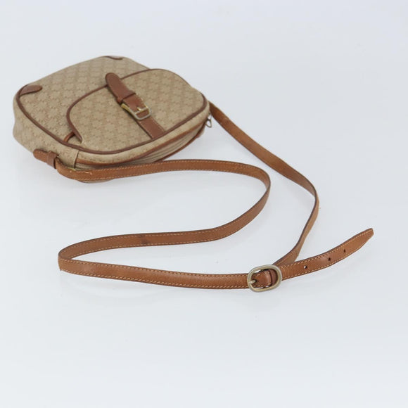 CELINE Macadam Canvas Shoulder Bag PVC Beige Gold Auth bs32181
