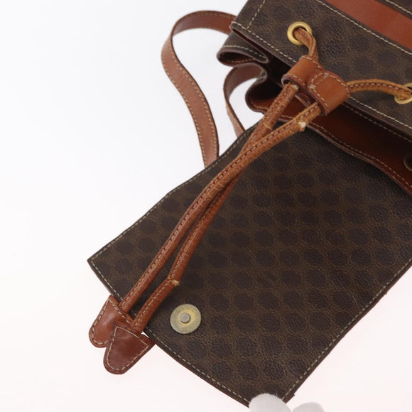 CELINE Macadam Canvas Backpack PVC Leather Brown Gold Auth bs32182