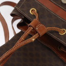 CELINE Macadam Canvas Backpack PVC Leather Brown Gold Auth bs32182-9