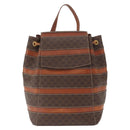 CELINE Macadam Canvas Backpack PVC Leather Brown Gold Auth bs32182-13