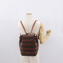 CELINE Macadam Canvas Backpack PVC Leather Brown Gold Auth bs32182-26