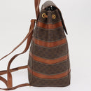 CELINE Macadam Canvas Backpack PVC Leather Brown Gold Auth bs32182-4