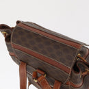 CELINE Macadam Canvas Backpack PVC Leather Brown Gold Auth bs32182-6
