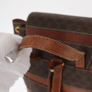 CELINE Macadam Canvas Backpack PVC Leather Brown Gold Auth bs32182-7