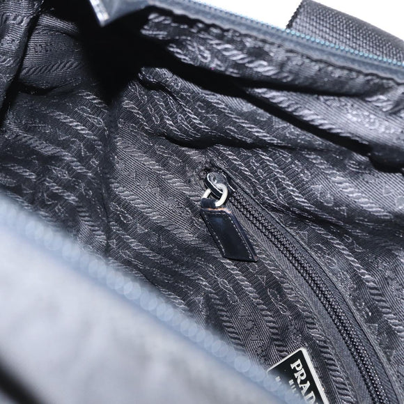 PRADA Tote Bag Nylon Black Silver Auth bs32184