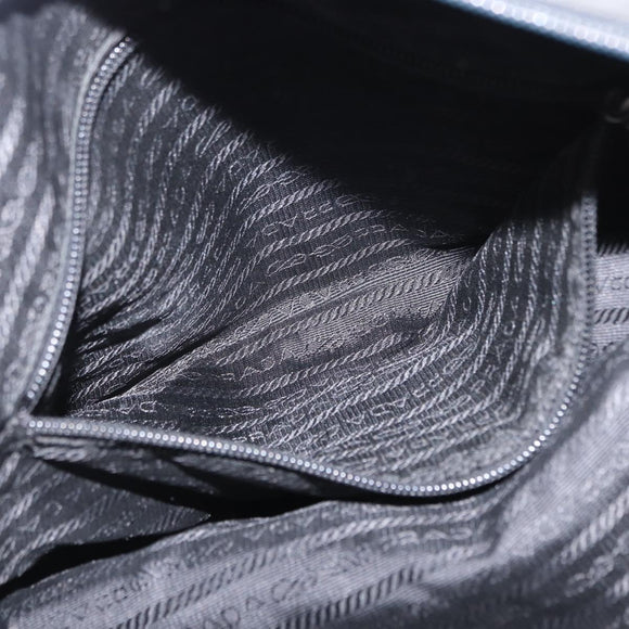 PRADA Tote Bag Nylon Black Silver Auth bs32184