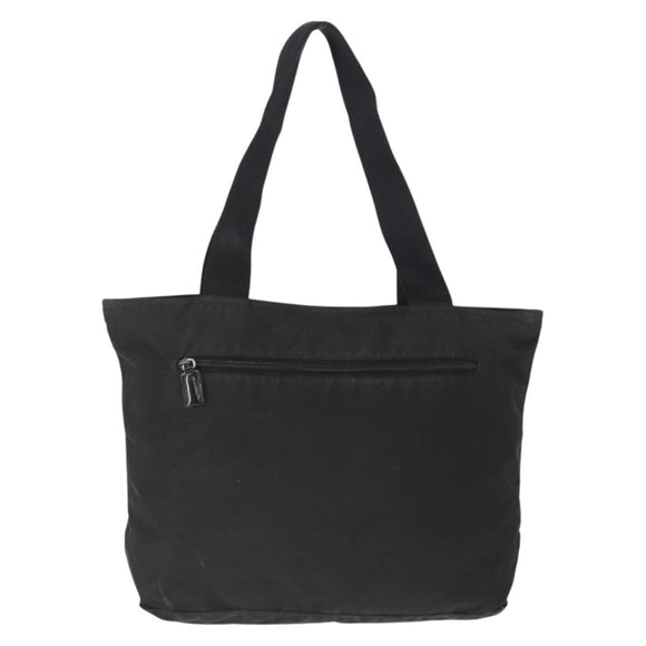 PRADA Tote Bag Nylon Black Silver Auth bs32184