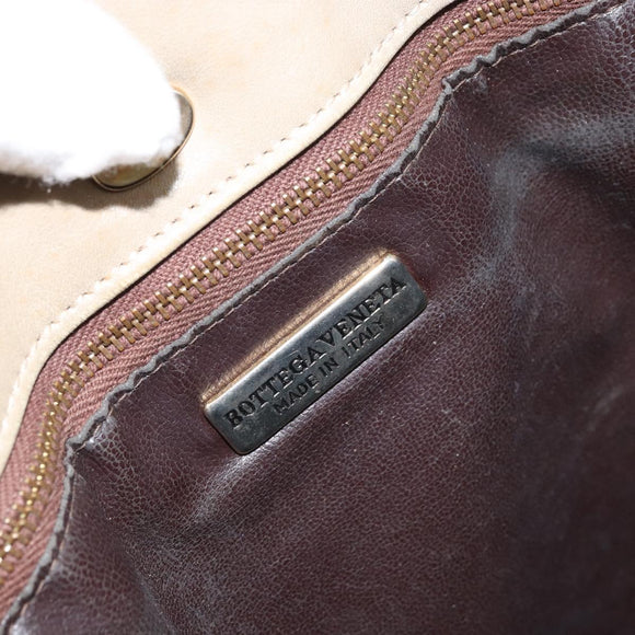 BOTTEGA VENETA Shoulder Bag Leather Beige Auth bs32186