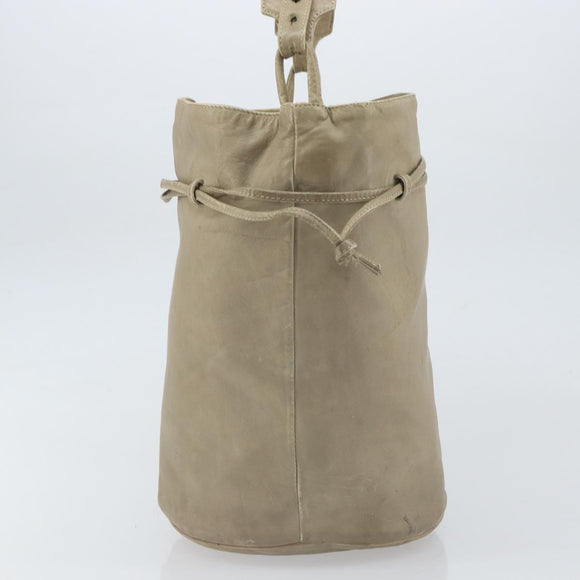 BOTTEGA VENETA Shoulder Bag Leather Beige Auth bs32186