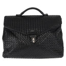 BOTTEGA VENETA INTRECCIATO Business Bag Leather Black 113095 Auth bs32187-2