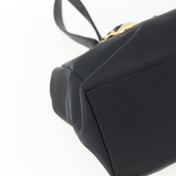 Gianni Versace Tote Bag Nylon Leather Black Gold Auth bs32188