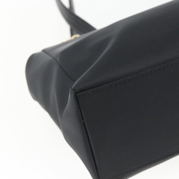 Gianni Versace Tote Bag Nylon Leather Black Gold Auth bs32188