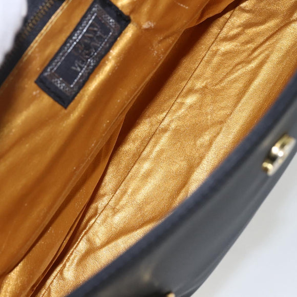 Gianni Versace Tote Bag Nylon Leather Black Gold Auth bs32188