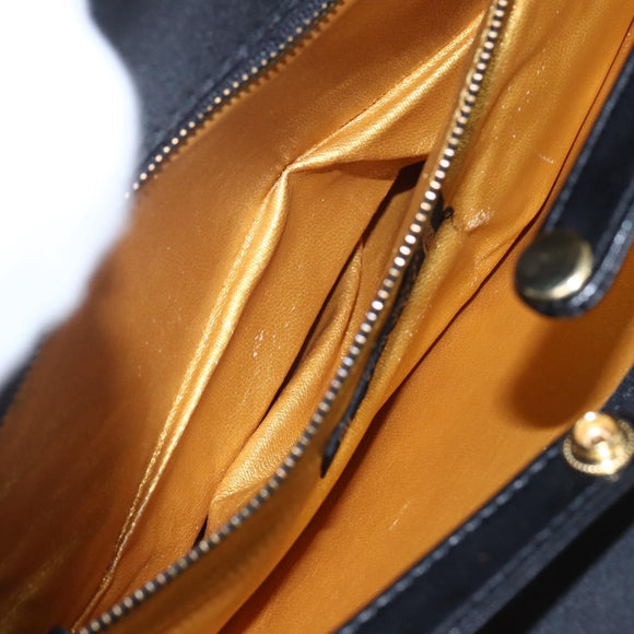 Gianni Versace Tote Bag Nylon Leather Black Gold Auth bs32188