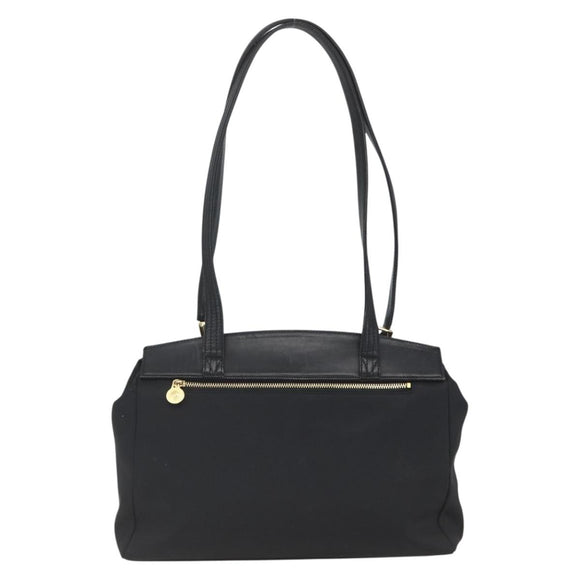 Gianni Versace Tote Bag Nylon Leather Black Gold Auth bs32188