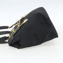 Gianni Versace Tote Bag Nylon Leather Black Gold Auth bs32188-3