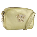 VERSACE Shoulder Bag Leather Gold Auth bs32189-1