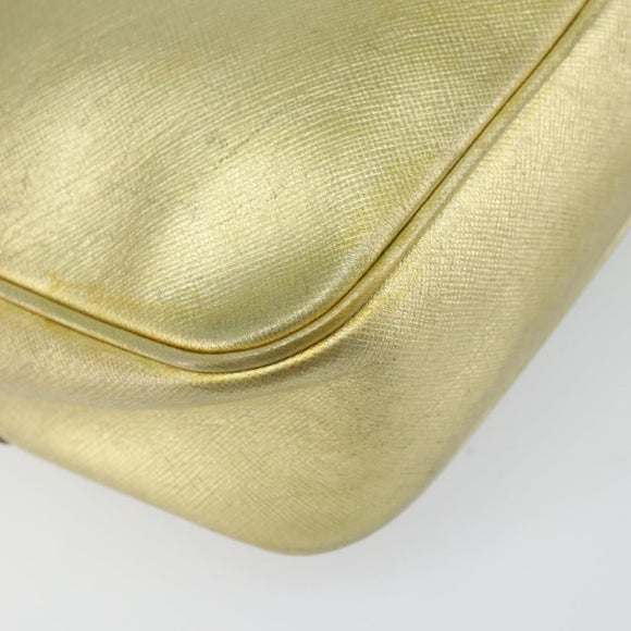 VERSACE Shoulder Bag Leather Gold Auth bs32189