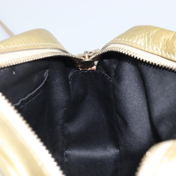 VERSACE Shoulder Bag Leather Gold Auth bs32189