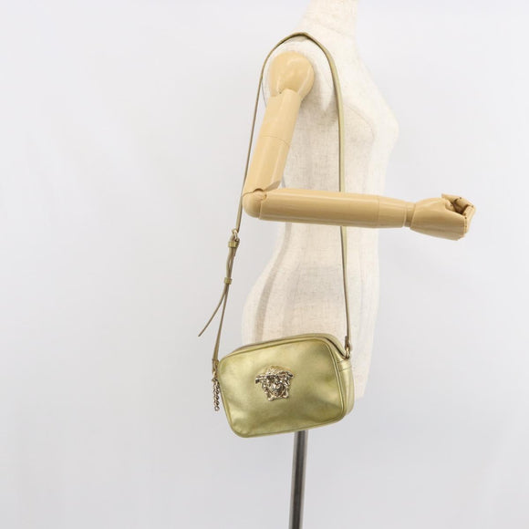 VERSACE Shoulder Bag Leather Gold Auth bs32189