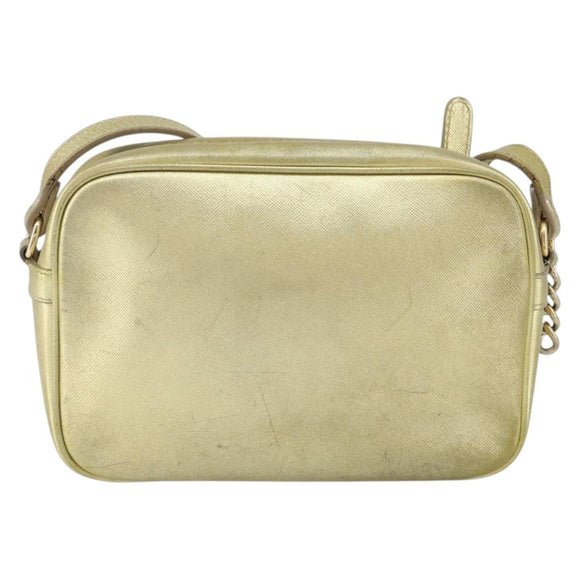 VERSACE Shoulder Bag Leather Gold Auth bs32189