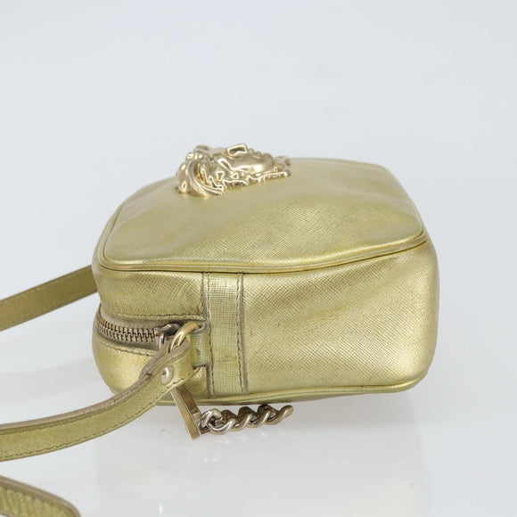 VERSACE Shoulder Bag Leather Gold Auth bs32189
