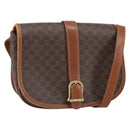 CELINE Macadam Canvas Shoulder Bag PVC Leather Brown Gold Auth bs32191-1