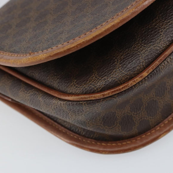 CELINE Macadam Canvas Shoulder Bag PVC Leather Brown Gold Auth bs32191