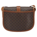 CELINE Macadam Canvas Shoulder Bag PVC Leather Brown Gold Auth bs32191-3