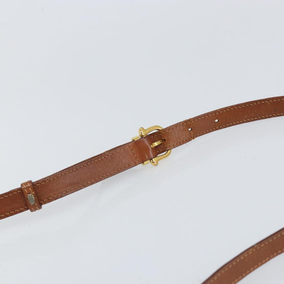 CELINE Macadam Canvas Shoulder Bag PVC Leather Brown Gold Auth bs32191