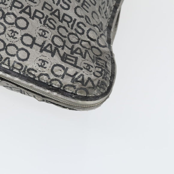 CHANEL Unlimited Tote Bag Coated Canvas Silver CC Auth bs32200