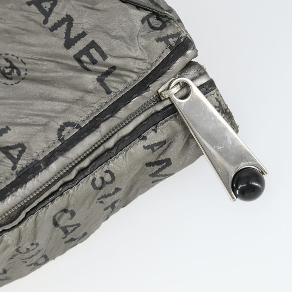 CHANEL Unlimited Tote Bag Coated Canvas Silver CC Auth bs32200