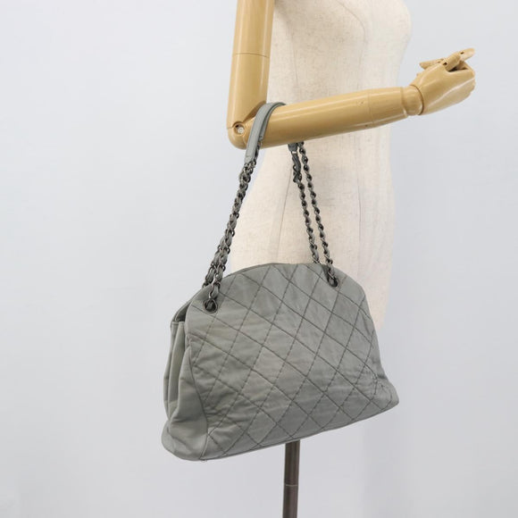 CHANEL Ultra Stitch Chain Schoudertas Leer Grijs CC Auth bs32201