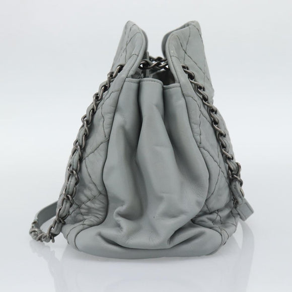 CHANEL Ultra Stitch Chain Schoudertas Leer Grijs CC Auth bs32201
