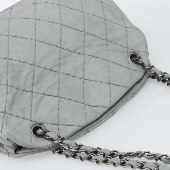 CHANEL Ultra Stitch Chain Schoudertas Leer Grijs CC Auth bs32201