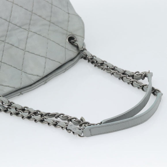 CHANEL Ultra Stitch Chain Schoudertas Leer Grijs CC Auth bs32201