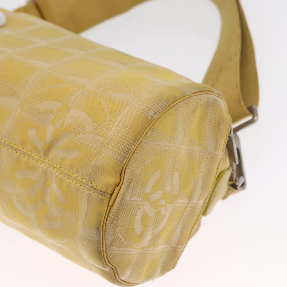 CHANEL New Travel line Shoulder Bag Nylon Yellow Silver CC Auth bs32204