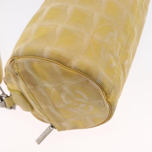 CHANEL New Travel line Shoulder Bag Nylon Yellow Silver CC Auth bs32204