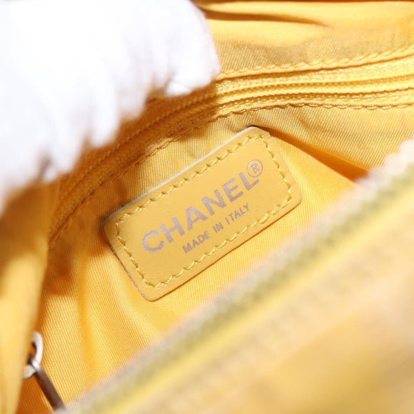 CHANEL New Travel line Shoulder Bag Nylon Yellow Silver CC Auth bs32204