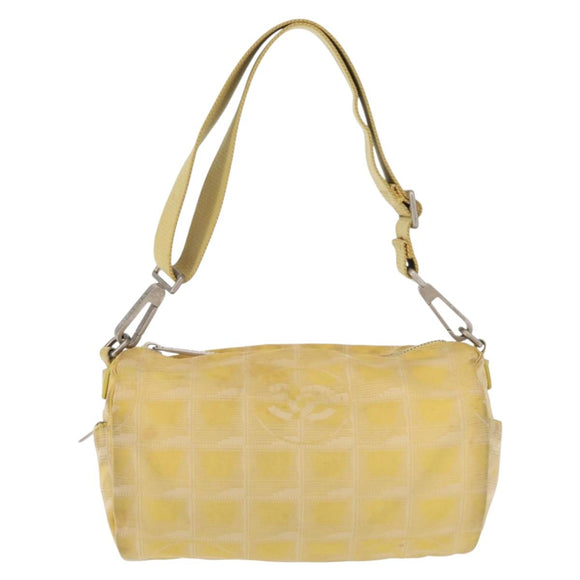 CHANEL New Travel line Shoulder Bag Nylon Yellow Silver CC Auth bs32204