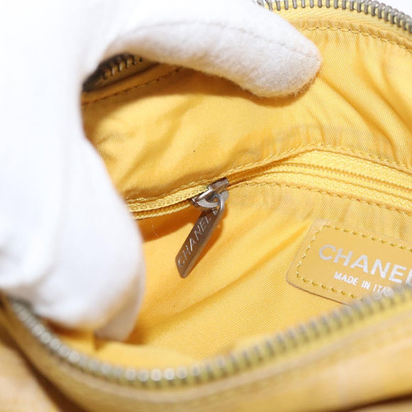 CHANEL New Travel line Shoulder Bag Nylon Yellow Silver CC Auth bs32204