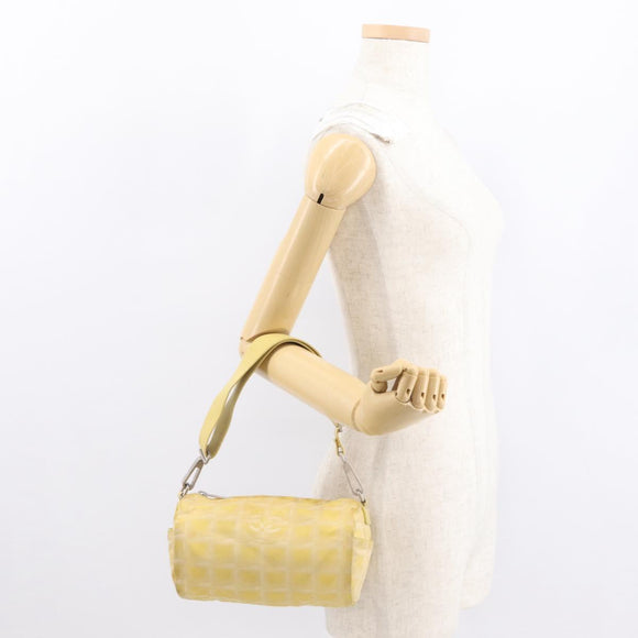 CHANEL New Travel line Shoulder Bag Nylon Yellow Silver CC Auth bs32204