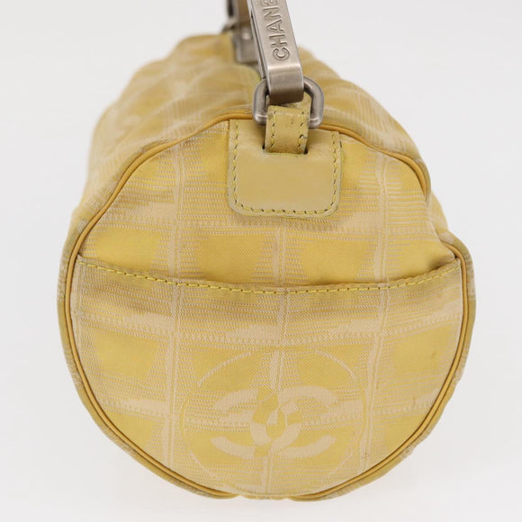 CHANEL New Travel line Shoulder Bag Nylon Yellow Silver CC Auth bs32204