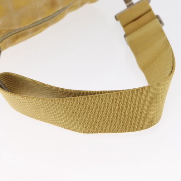 CHANEL New Travel line Shoulder Bag Nylon Yellow Silver CC Auth bs32204